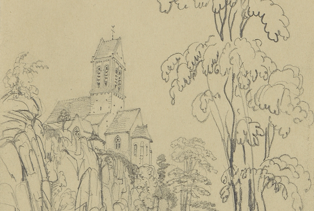 Félix Benoist : Saint-Céneri-le-Gerei, la Sarthe et l'église Arch. dép. Orne, 116 Fi 21