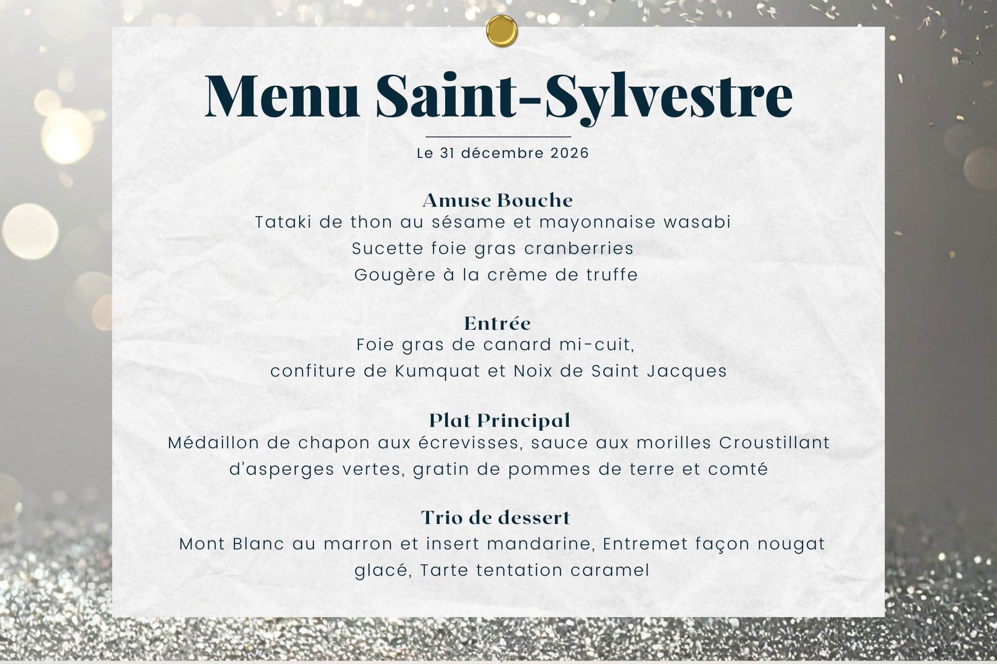 Menu pour plaquette - 1ère croisière