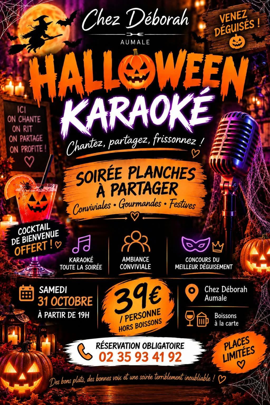 Affiche 31 octobre - repas halloween chz deborah - ©Chez Déborah-2026 Affiche 31 octobre - repas halloween chz deborah