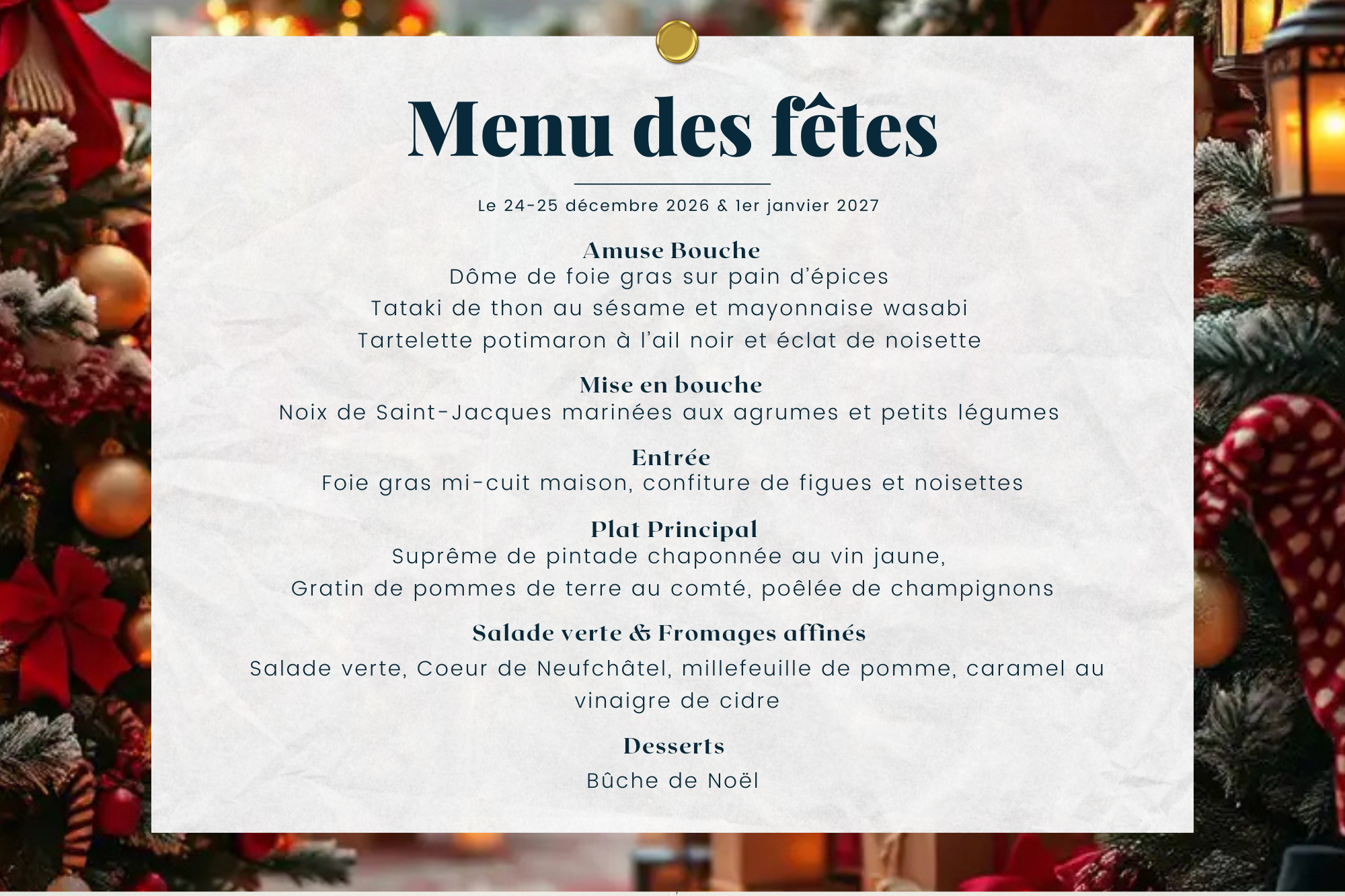 Menu pour plaquette - 40