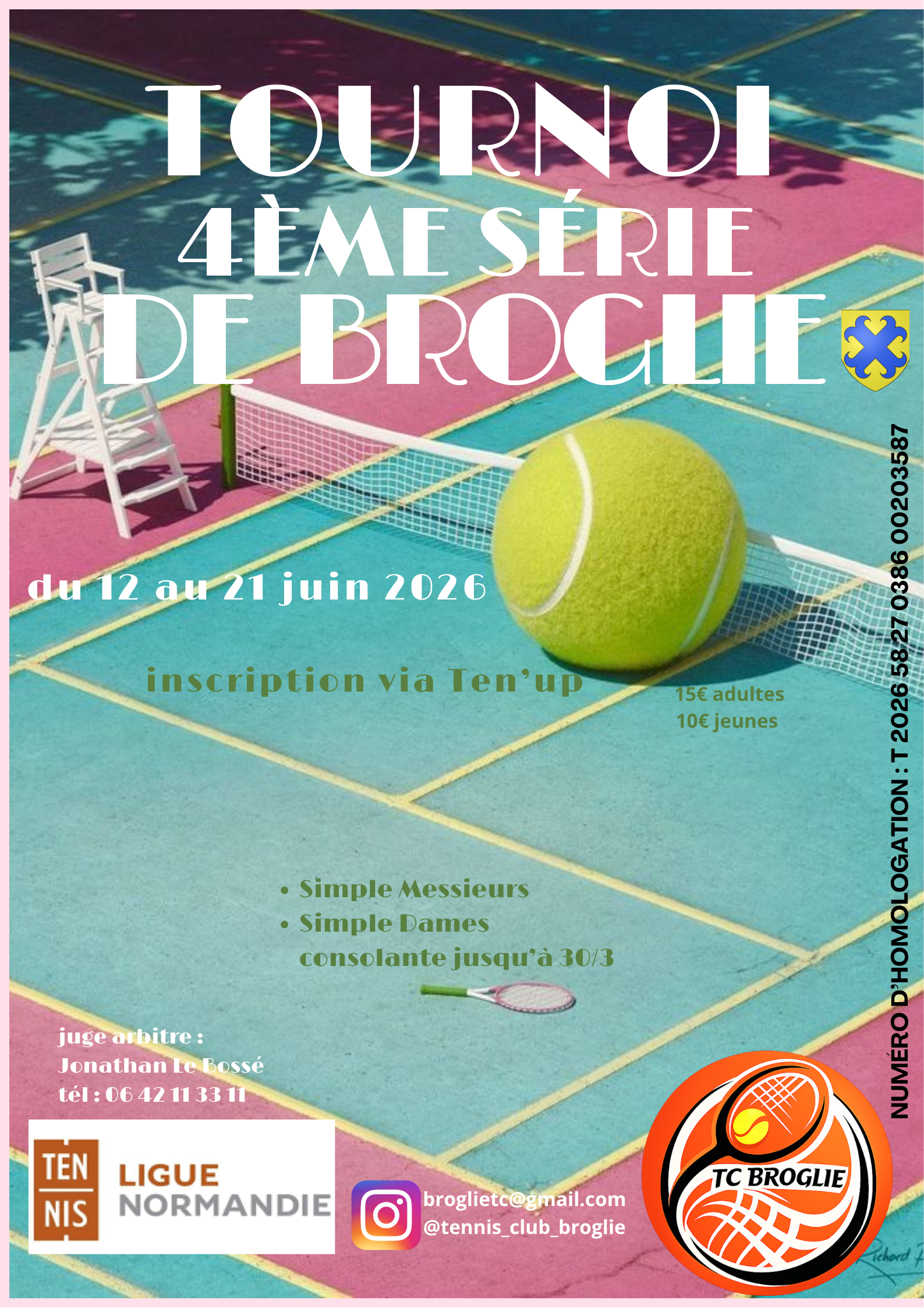 Affiche Tournoi de Tennis Rose et Jaune Moderne Tournoi de Tennis Affiche - 1
