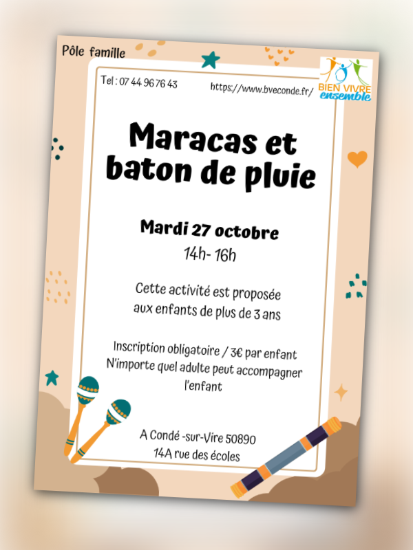 Atelier "Maracas et baton de pluie"
