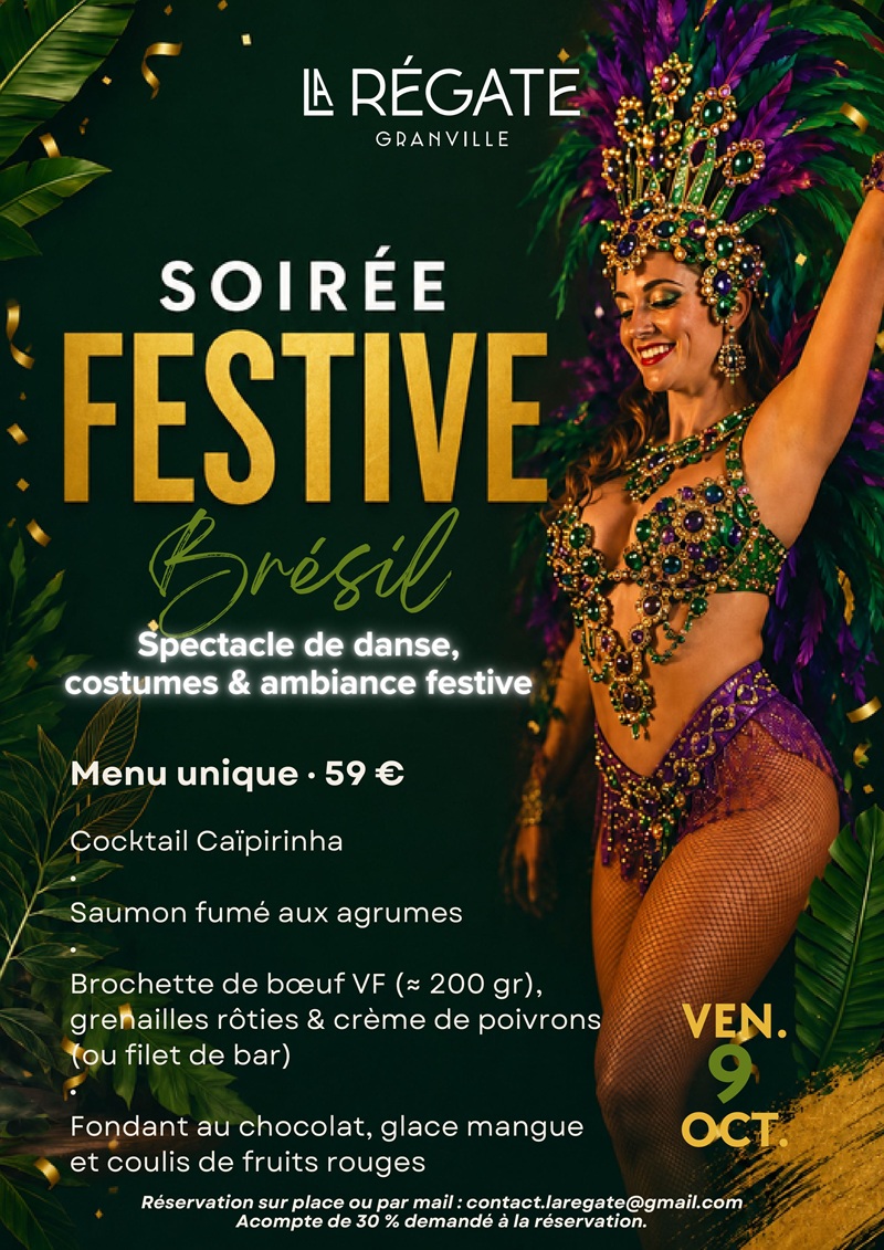 Soirée spectacle Brésil au restaurant la Régate