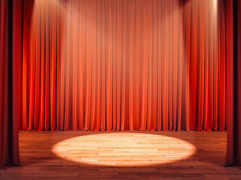Theater curtains with spotlight