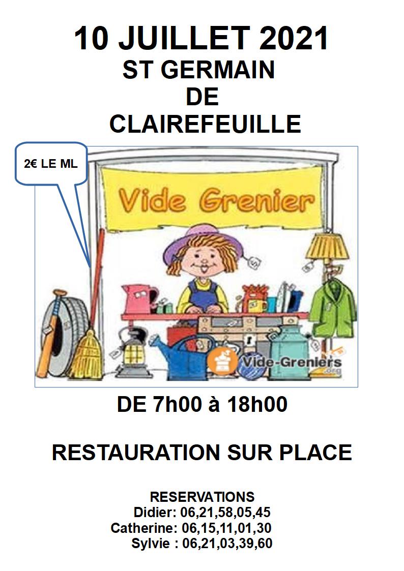 Vide grenier Saint Germain de Clairefeuille Comité des fêtes Vide grenier Saint Germain de Clairefeuille