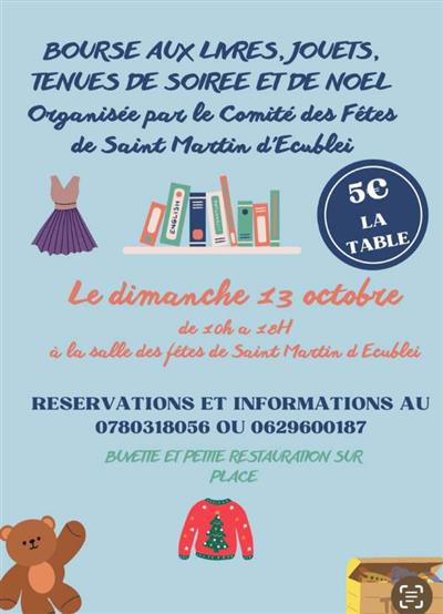 Bourse aux livres, jouets, tenues de soirée et de noël Le 13 oct 2024