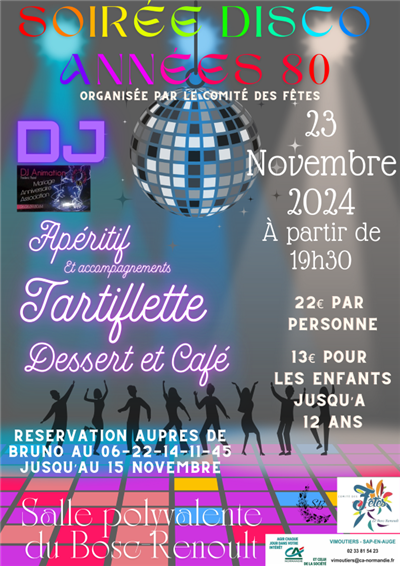 Soirée disco/années 80 Le 23 nov 2024